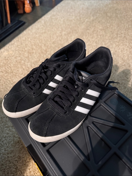 adidas Shoes - adidas Women’s Black Sneakers with White Stripes
